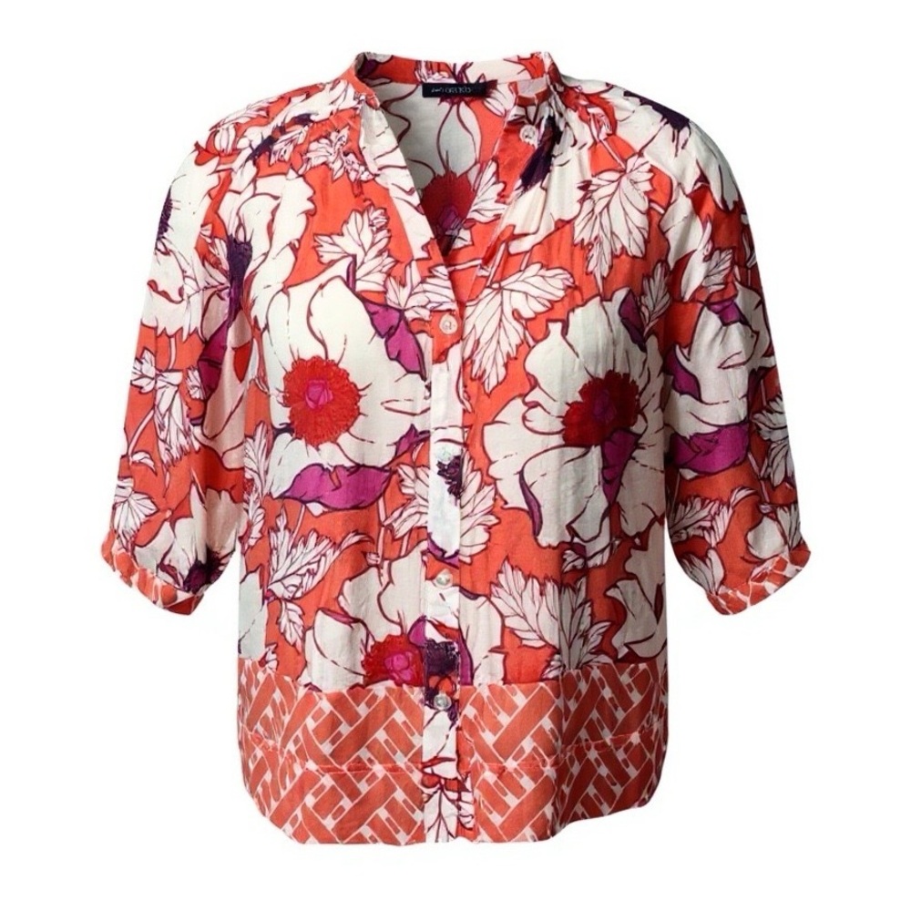New York & Company Floral Button Down Blouse S
